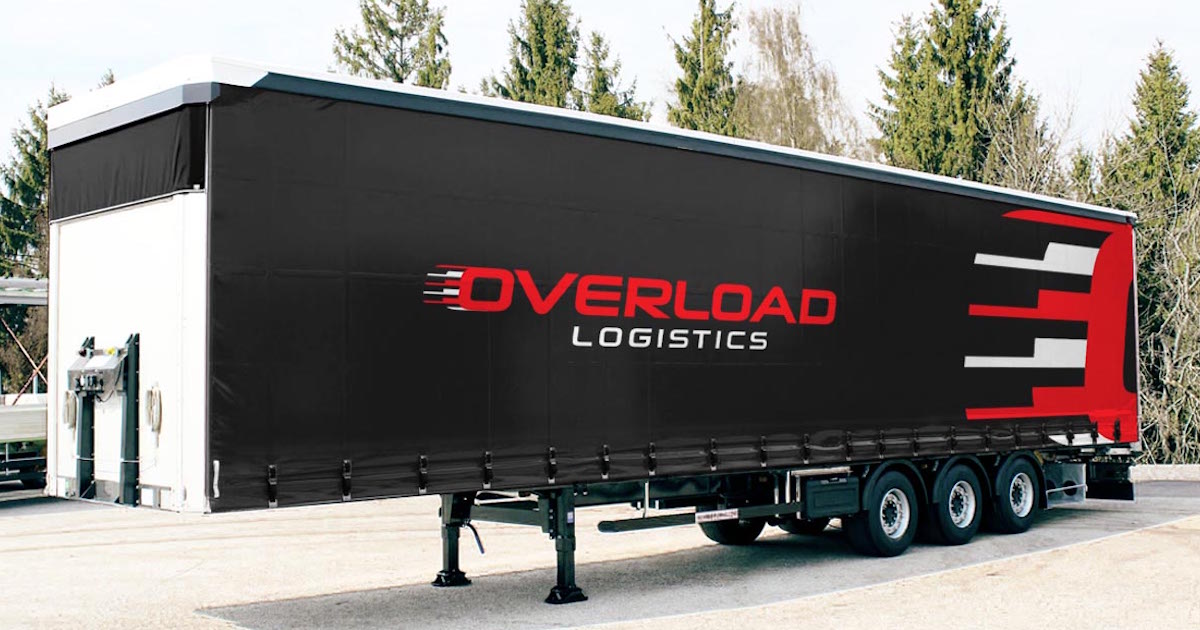 Overload Logistics branded curtain-side trailer